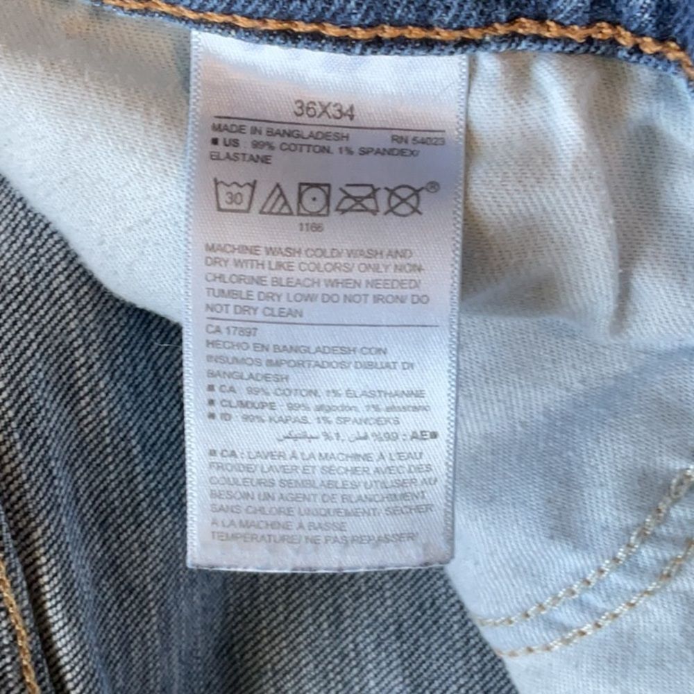 Old Navy Blue Straight Jeans Classic Fit Men 36” Waist 34” Inseam Denim Cotton - Picture 5 of 5